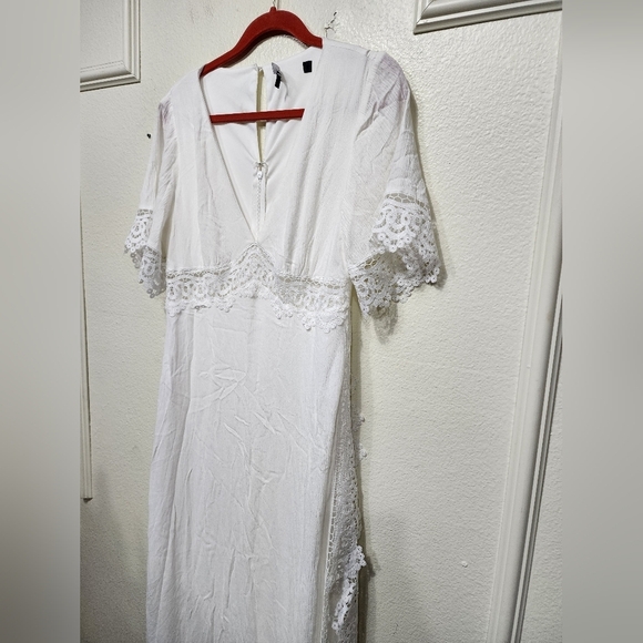 Lulus Sweeten the Occasion White Lace Short Sleeve Maxi Dress M Wedding Party - Picture 7 of 10